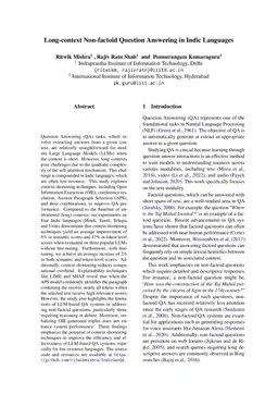 Long-context Non-factoid Question Answering in Indic Languages