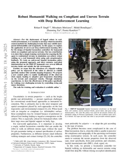 Robust Humanoid Walking on Compliant and Uneven Terrain with Deep Reinforcement Learning