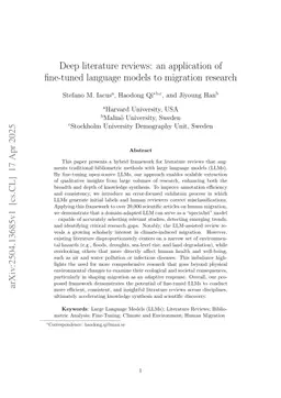 Deep literature reviews: an application of fine-tuned language models to migration research