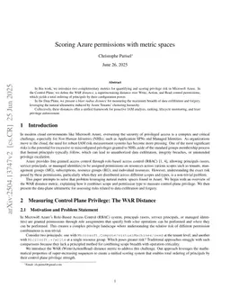 Scoring Azure permissions with metric spaces