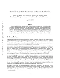 Probabilistic Stability Guarantees for Feature Attributions