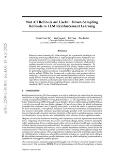 Not All Rollouts are Useful: Down-Sampling Rollouts in LLM Reinforcement Learning