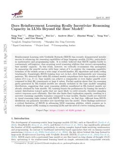 Does Reinforcement Learning Really Incentivize Reasoning Capacity in LLMs Beyond the Base Model?