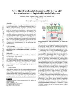 Never Start from Scratch: Expediting On-Device LLM Personalization via Explainable Model Selection