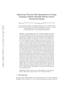Enhancing Ultra-Low-Bit Quantization of Large Language Models Through Saliency-Aware Partial Retraining