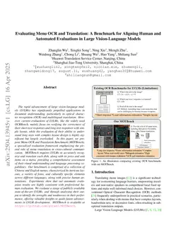 Evaluating Menu OCR and Translation: A Benchmark for Aligning Human and Automated Evaluations in Large Vision-Language Models