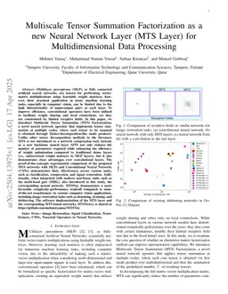 Multiscale Tensor Summation Factorization as a New Neural Network Layer (MTS Layer) for Multidimensional Data Processing