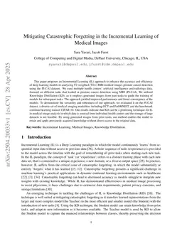 Mitigating Catastrophic Forgetting in the Incremental Learning of Medical Images