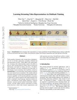 Learning Streaming Video Representation via Multitask Training