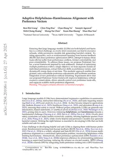 Adaptive Helpfulness-Harmlessness Alignment with Preference Vectors