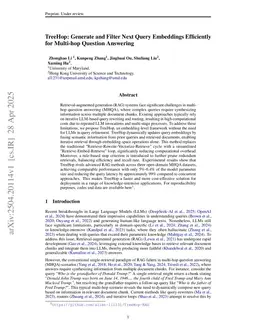 TreeHop: Generate and Filter Next Query Embeddings Efficiently for Multi-hop Question Answering