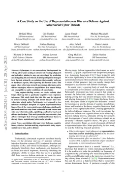 A Case Study on the Use of Representativeness Bias as a Defense Against Adversarial Cyber Threats