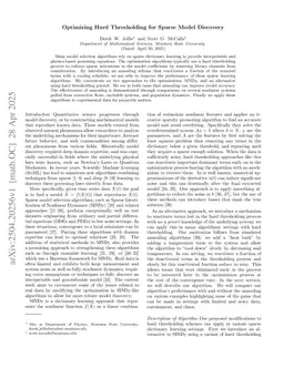 Optimizing Hard Thresholding for Sparse Model Discovery