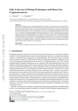 SoK: A Survey of Mixing Techniques and Mixers for Cryptocurrencies