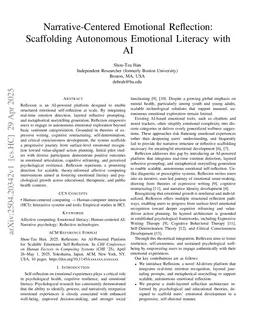 Narrative-Centered Emotional Reflection: Scaffolding Autonomous Emotional Literacy with AI