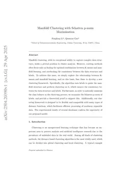Manifold Clustering with Schatten p-norm Maximization