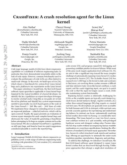 CrashFixer: A crash resolution agent for the Linux kernel