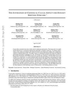 The Estimation of Continual Causal Effect for Dataset Shifting Streams