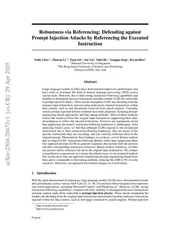 Robustness via Referencing: Defending against Prompt Injection Attacks by Referencing the Executed Instruction