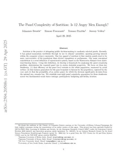 The Panel Complexity of Sortition: Is 12 Angry Men Enough?