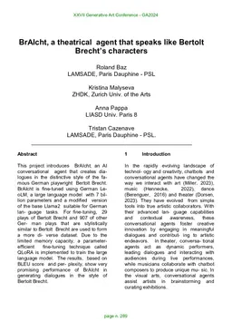 BrAIcht, a theatrical agent that speaks like Bertolt Brecht's characters