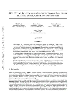 TF1-EN-3M: Three Million Synthetic Moral Fables for Training Small, Open Language Models