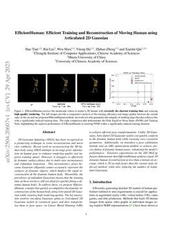 EfficientHuman: Efficient Training and Reconstruction of Moving Human using Articulated 2D Gaussian