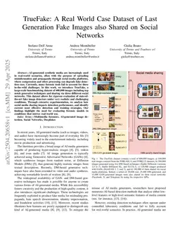 TrueFake: A Real World Case Dataset of Last Generation Fake Images also Shared on Social Networks