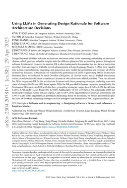 Using LLMs in Generating Design Rationale for Software Architecture Decisions