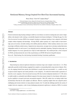 Partitioned Memory Storage Inspired Few-Shot Class-Incremental learning