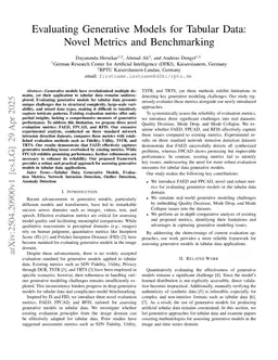 Evaluating Generative Models for Tabular Data: Novel Metrics and Benchmarking