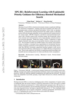 XPG-RL: Reinforcement Learning with Explainable Priority Guidance for Efficiency-Boosted Mechanical Search