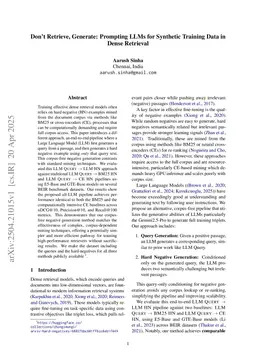 Don't Retrieve, Generate: Prompting LLMs for Synthetic Training Data in Dense Retrieval