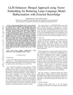 LLM Enhancer: Merged Approach using Vector Embedding for Reducing Large Language Model Hallucinations with External Knowledge