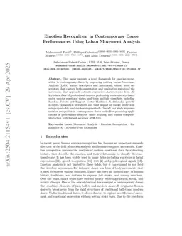 Emotion Recognition in Contemporary Dance Performances Using Laban Movement Analysis