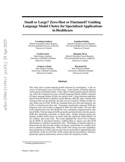 Small or Large? Zero-Shot or Finetuned? Guiding Language Model Choice for Specialized Applications in Healthcare