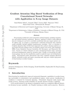Gradient Attention Map Based Verification of Deep Convolutional Neural Networks with Application to X-ray Image Datasets