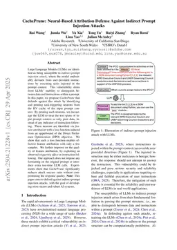 CachePrune: Neural-Based Attribution Defense Against Indirect Prompt Injection Attacks