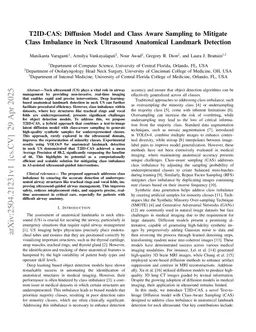 T2ID-CAS: Diffusion Model and Class Aware Sampling to Mitigate Class Imbalance in Neck Ultrasound Anatomical Landmark Detection