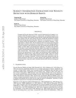Subject Information Extraction for Novelty Detection with Domain Shifts
