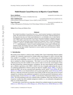 Multi-Domain Causal Discovery in Bijective Causal Models