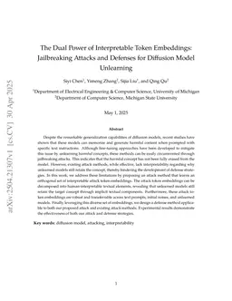 The Dual Power of Interpretable Token Embeddings: Jailbreaking Attacks and Defenses for Diffusion Model Unlearning