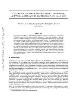 Confidence in Large Language Model Evaluation: A Bayesian Approach to Limited-Sample Challenges
