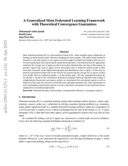 A Generalized Meta Federated Learning Framework with Theoretical Convergence Guarantees