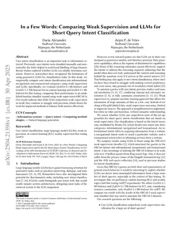 In a Few Words: Comparing Weak Supervision and LLMs for Short Query Intent Classification
