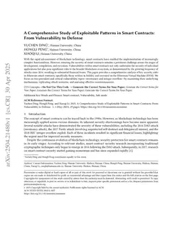 A Comprehensive Study of Exploitable Patterns in Smart Contracts: From Vulnerability to Defense