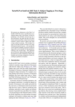 TartuNLP at SemEval-2025 Task 5: Subject Tagging as Two-Stage Information Retrieval