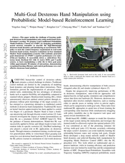 Multi-Goal Dexterous Hand Manipulation using Probabilistic Model-based Reinforcement Learning