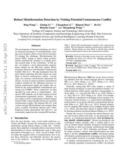 Robust Misinformation Detection by Visiting Potential Commonsense Conflict