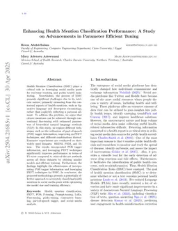 Enhancing Health Mention Classification Performance: A Study on Advancements in Parameter Efficient Tuning